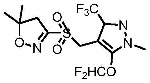 Chemical structure of Pyraflufen-ethyl showing the sulfuryl pyrazole and isoxazole moieties