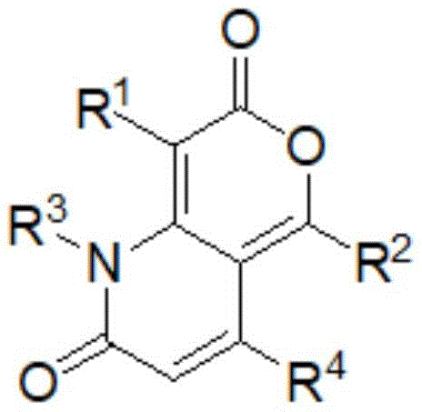 Molecular structure of pyrano[4,3-b]pyridine-2,7-dione core showing variable R group positions for pharmaceutical intermediate customization