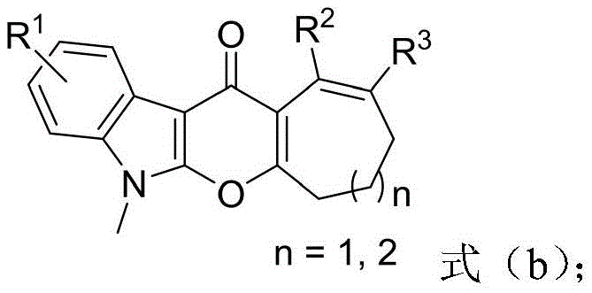 General structure of pyranoindolone fused medium-ring derivatives showing variable substituents R1, R2, and R3
