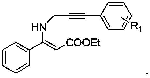 Specific substrate structure showing Z-3-phenyl-3-(3-phenylpropynylamino) ethyl acrylate derivative used in the synthesis