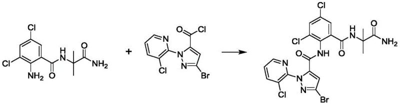 Second step of comparative example showing low yield coupling reaction