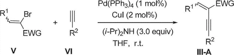 Preparation of electron-deficient conjugated enyne precursors via Sonogashira coupling reaction
