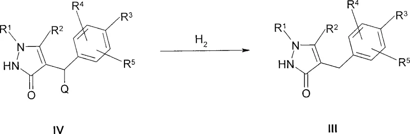 Process I: Catalytic Hydrogenation of Formula IV to Formula III