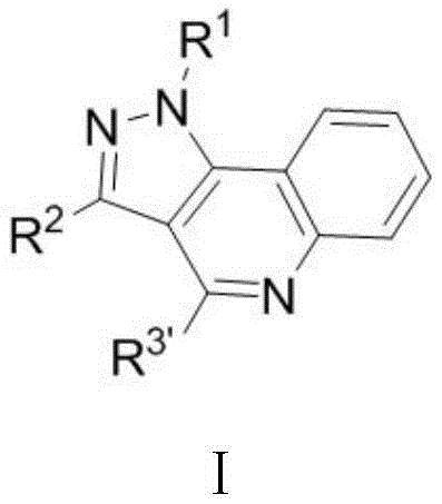 General chemical structure of pyrazolo[4,3-c]quinoline derivatives showing variable substituents R1, R2, and R3'