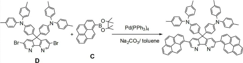 Final Suzuki coupling reaction to form the target bipolar OLED host material