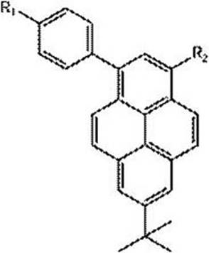 General chemical structure of short-axis modified pyrene derivatives showing R1 and R2 substituents