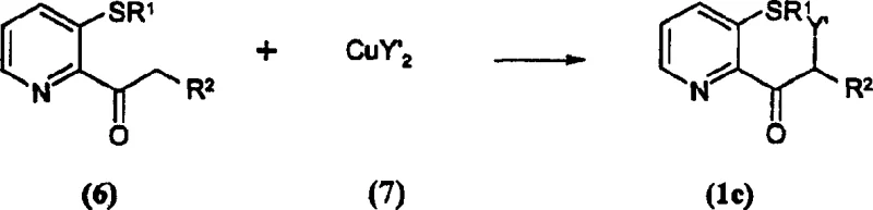 Reaction Scheme II showing the copper salt mediated conversion of Formula 6 to Formula 1c