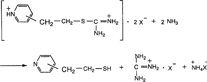 Decomposition of isothiouronium salt to pyridine ethanethiol using ammonia