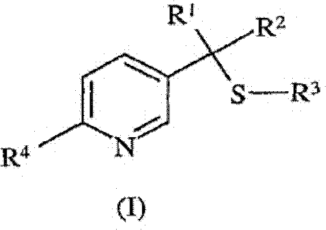 General chemical structure of 2-substituted-5-((1-alkylthio)alkyl)pyridines (Formula I)
