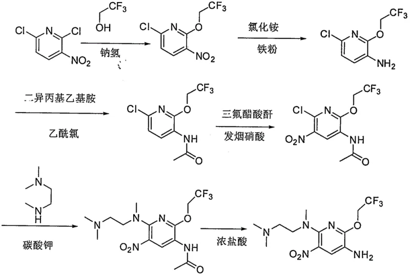 Prior art synthesis route showing low yield and heavy metal usage