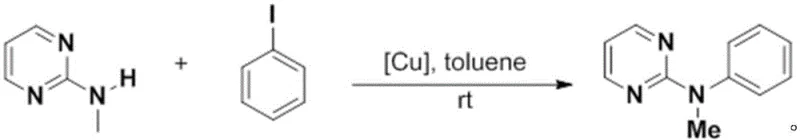 General reaction scheme for N-arylation of pyrimidine-2-amine using Cu catalyst