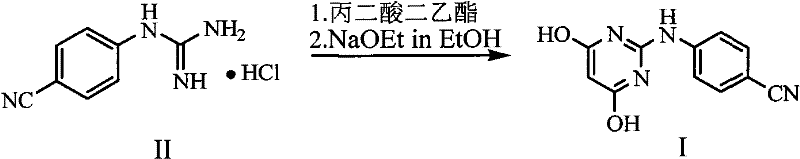 Conventional synthetic route for Compound I showing low yield and toxic solvents