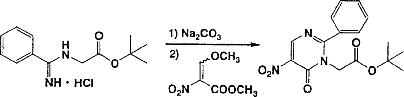 Example reaction showing preparation of tert-butoxycarbonylmethyl pyrimidine derivative