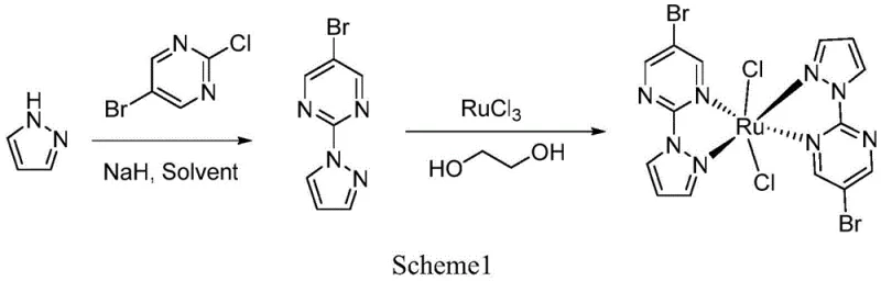 Synthesis route of pyrimidine-pyrazole ligand and ruthenium complex