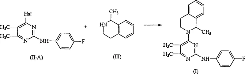 Novel single-step substitution reaction yielding high purity pyrimidine derivatives