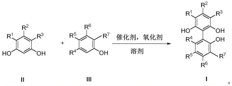 General reaction scheme for oxidative coupling of phenolic compounds to form biphenyl pyrogallol structures