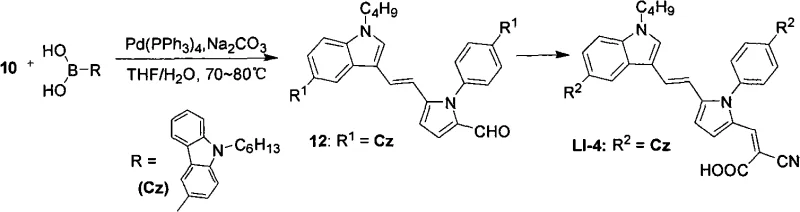 Complete synthetic route for Compound LI-4 showing Vilsmeier, Wittig, Suzuki, and Knoevenagel reactions