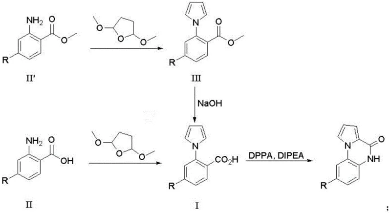General synthetic route showing cyclization and Curtius rearrangement
