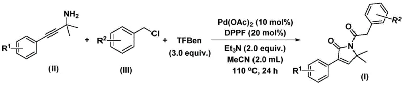 Detailed reaction pathway illustrating the catalytic cycle for pyrrolone formation involving oxidative addition, CO insertion, and reductive elimination