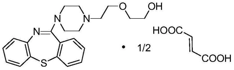 Chemical structure of Quetiapine Hemifumarate showing the dibenzothiazepine core and piperazine side chain