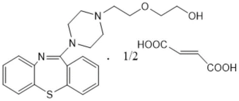 Chemical structure of Quetiapine Hemifumarate showing the target API salt form