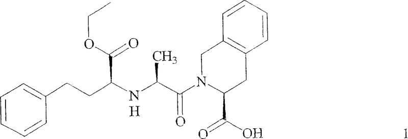 Chemical structure of Quinapril Hydrochloride showing the core ACE inhibitor scaffold