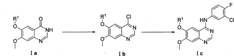 Conventional synthesis route involving chlorination of intermediate Ia to Ib