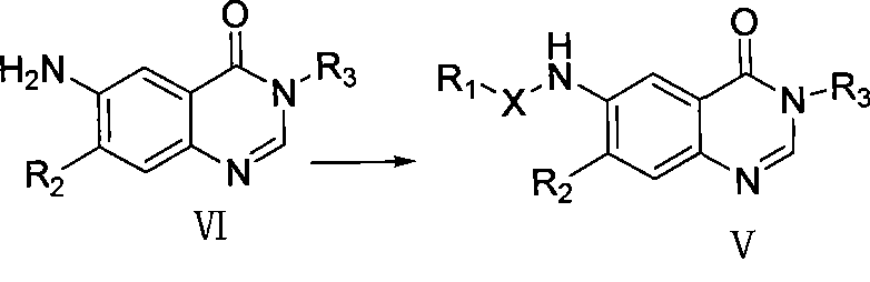 Acylation reaction converting Compound VI to Compound V showing the installation of the side chain