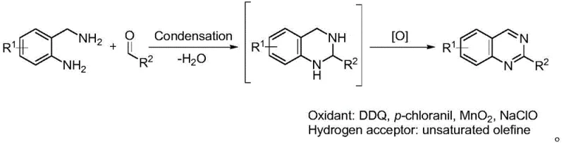 Conventional oxidative synthesis of quinazolines using toxic oxidants like DDQ and MnO2