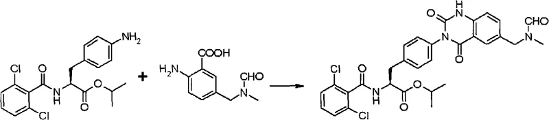 Detailed reaction scheme for quinazolinedione formation