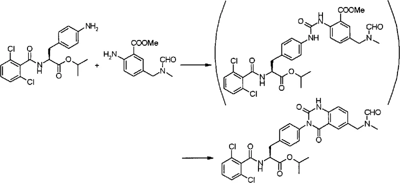 Comparative synthesis route showing lower yield