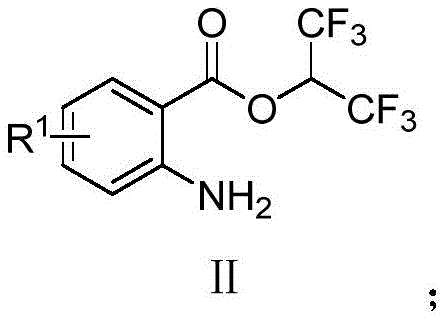 Structure of R1 substituted 2-aminobenzoic acid hexafluoroisopropanol ester reactant