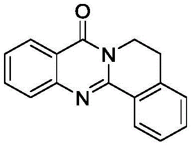 Core chemical structure of 5,6-dihydro-8H-isoquinolino[1,2-b]quinazolin-8-one synthesized via the patented method