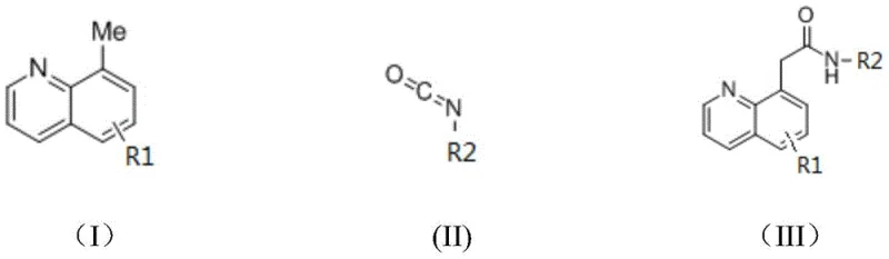 General reaction scheme showing Rh(III) catalyzed C-H amidation of 8-methylquinolines with isocyanates