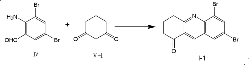 Enzymatic synthesis of quinoline derivative I-1 from dibromo-o-aminobenzaldehyde and cyclohexanedione