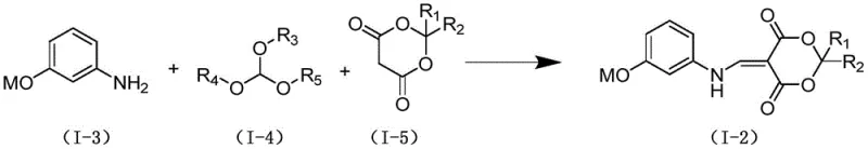 Condensation reaction of 3-benzyloxyaniline with triethyl orthoformate and isopropylidene malonate to form the enamine intermediate