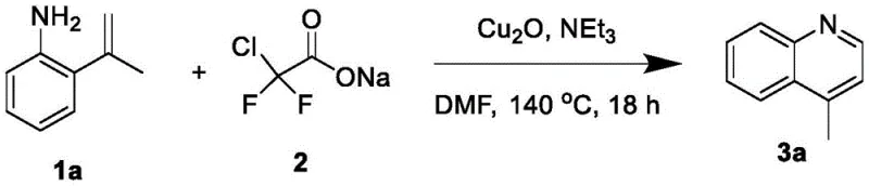 Specific synthesis of quinoline 3a from 1a using Cu2O and sodium difluorochloroacetate
