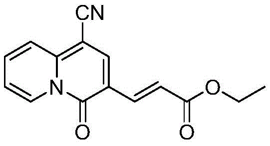 Specific chemical structure of Example 1 quinolizinone derivative synthesized with 80 percent yield