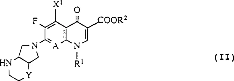 Chemical structure of Formula II intermediate showing the reactive amine group for quinolone coupling