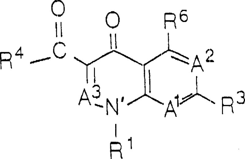 General chemical structure of the Quinolone moiety (Formula I) showing variable substituents R1 through R7