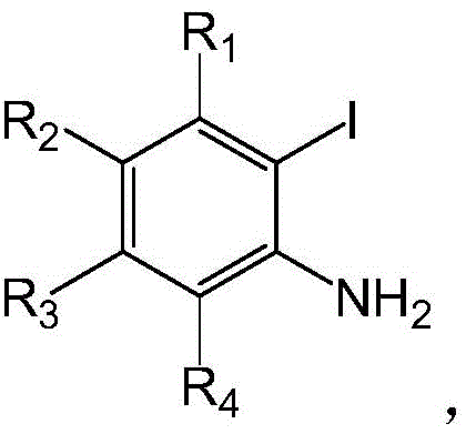 Substrate scope of 2-iodoaniline derivatives showing R group variations