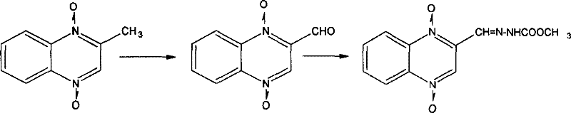 Complete synthetic route from methyl quinoxaline to final hydrazone product showing key intermediates
