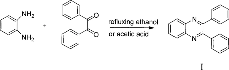 General reaction scheme showing condensation of o-diamine and o-dicarbonyl to form quinoxaline derivatives