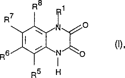 General chemical structure of Formula I quinoxalinedione derivatives showing variable R groups for medicinal chemistry optimization
