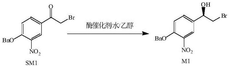 Enzymatic reduction reaction converting SM1 ketone to chiral alcohol M1