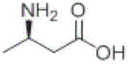 Chemical structure of (R)-3-aminobutyric acid showing the chiral center and functional groups