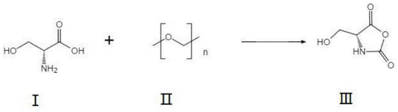Step 1 of novel synthesis: Formation of D-serine NCA from D-serine and paraformaldehyde