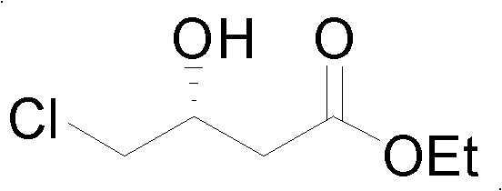 Chemical structure of R-4-chloro-ethyl 3-hydroxybutanoate showing the chiral center essential for pharmaceutical activity