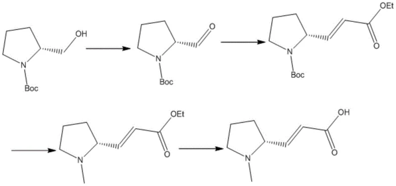 Comprehensive synthetic route showing NCS/TEMPO oxidation and subsequent olefination steps
