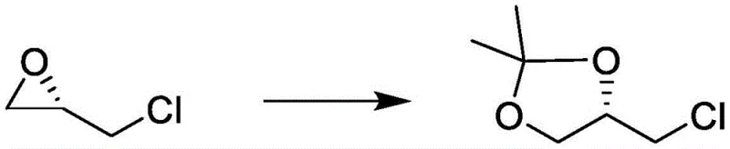 Reaction scheme showing the Lewis acid catalyzed conversion of S-epichlorohydrin and acetone to S-(-)-4-chloromethyl-2,2-dimethyl-1,3-dioxolane